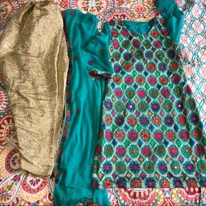 Pakistani Indian shalwar kameez mirror embroidery fancy clothes formal clothes